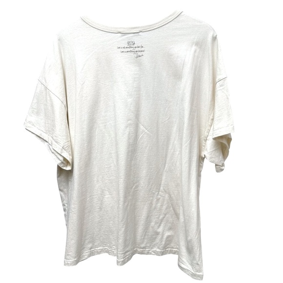 Peace Love World Tee Plus Size 1X Cream Cotton Short Sleeve Cotton T-shirt NWOT - Picture 2 of 7